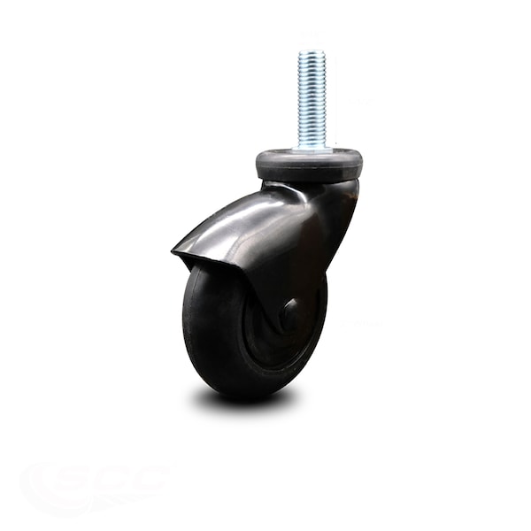 3 Inch Black Hooded Neoprene Rubber 5/16 Inch Threaded Stem Caster SCC
